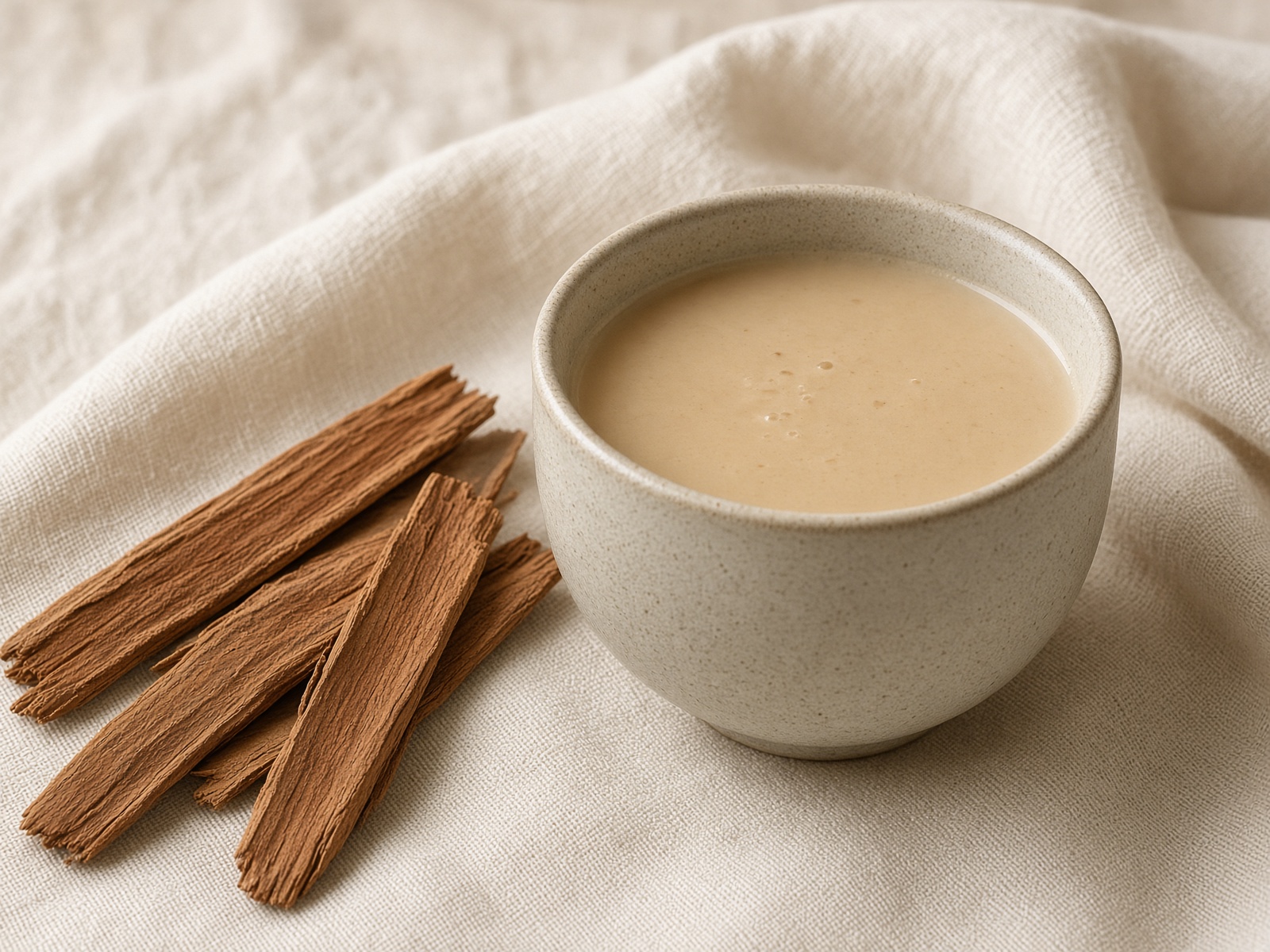 Pale thick tea with strips of inner bark